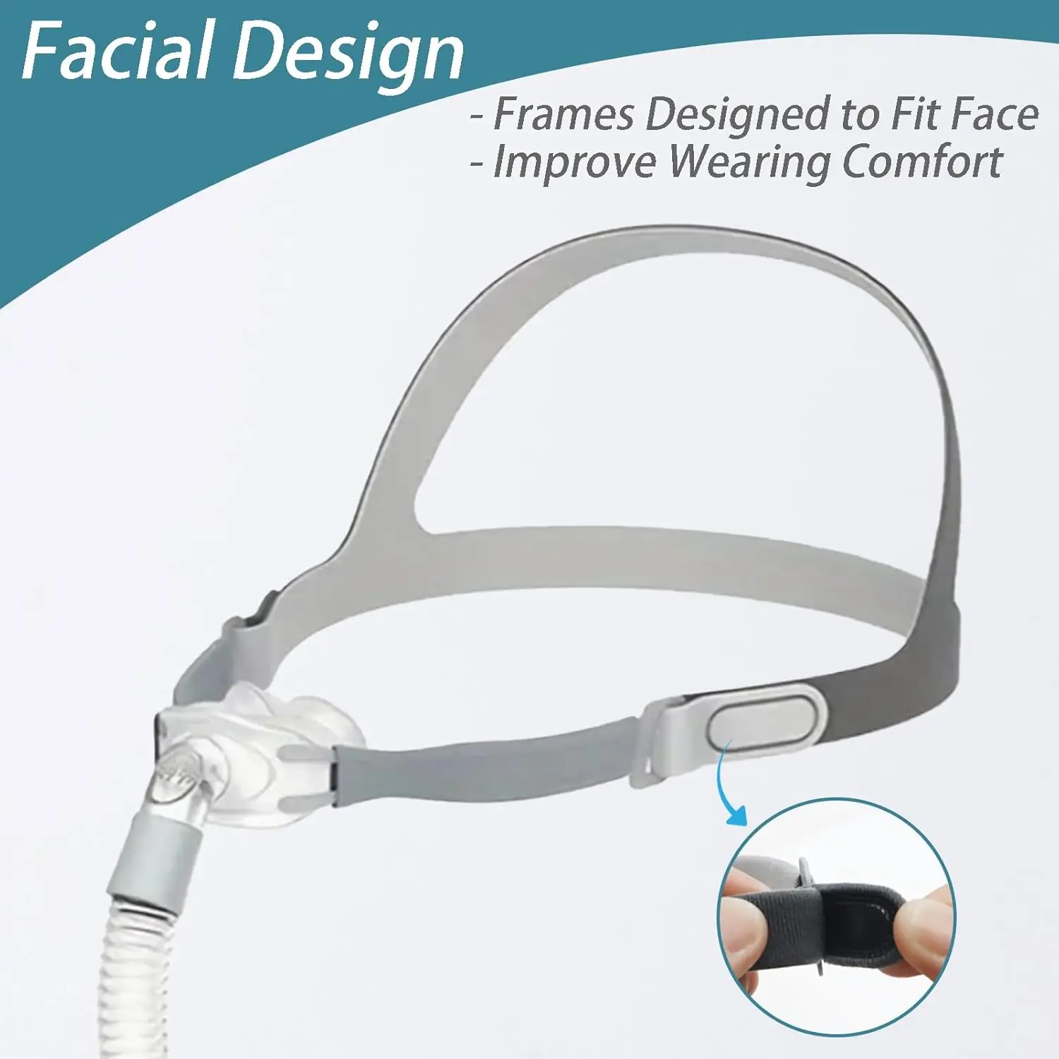 Nasal Pillow CPAP Logo Universal Replacement Kit, Nasal Mask with S, M, L Size Nasal Pillow Adapter, Headgear, Frame and Hose - view 4