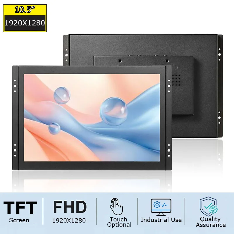Open Frame Industrial Grade 10.5 Inch Monitor with 1920*1280 Capacitive Touch Screen LCD Display VGA for HD USB Interface