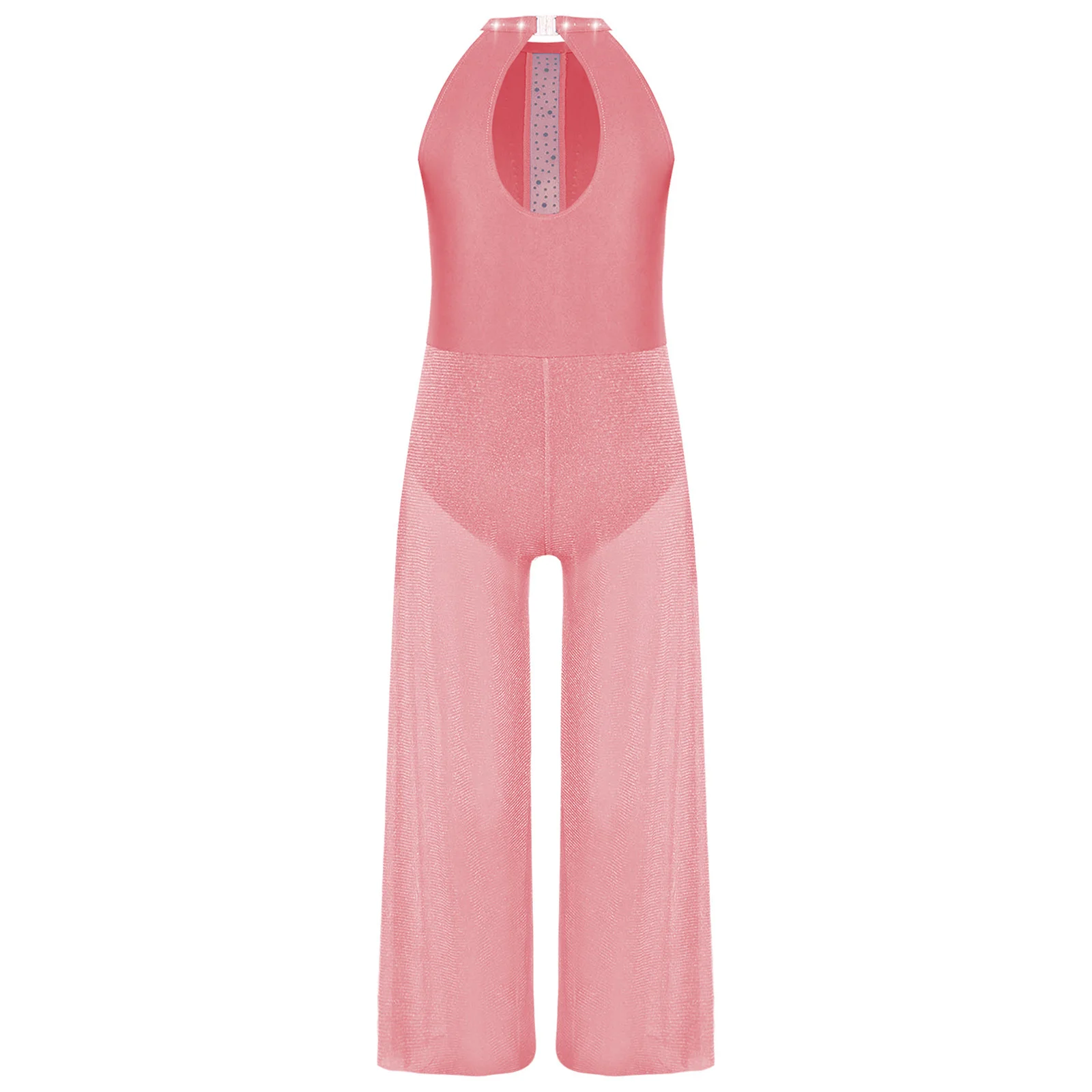 Kids Jumpsuit for Girls Artistic Skating Tights Summer Bodysuit Dancewear Children Sleeveless Wide-Leg Dance Jumpsuit Rompers