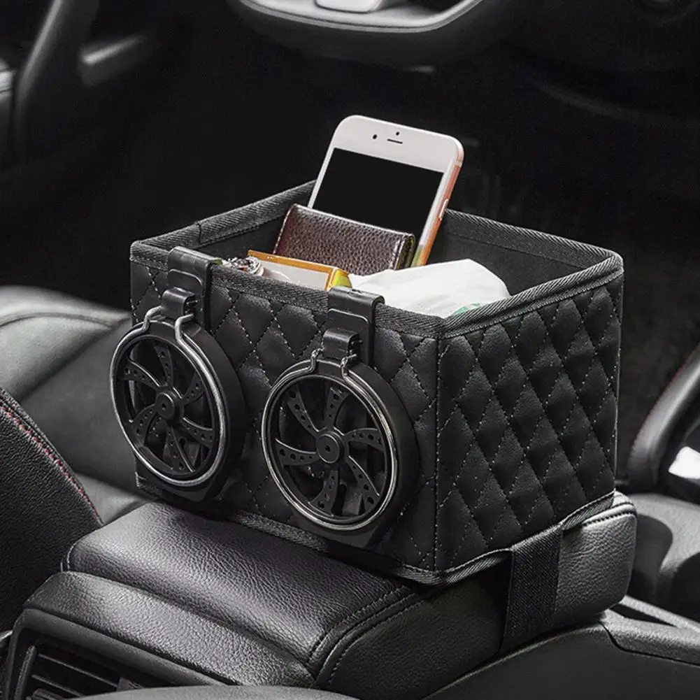 

Car Cup Holder Stylish 2 in 1 Faux Leather Auto Armrest Cup Sundries Organizer Car Accessories