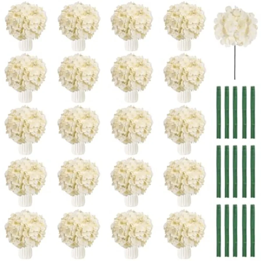 

108PCS Hydrangea Artificial Flowers Silk Fake Flowers with Stems for Mother's Day, Home Wedding Decor, Party Table Centerpieces