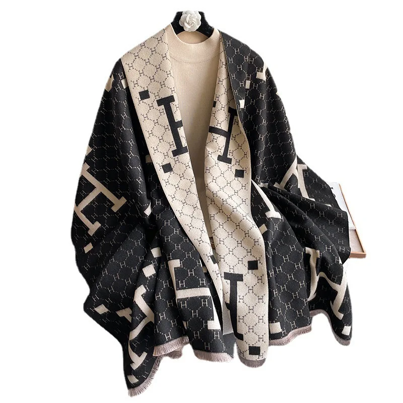 ผู้ชายผู้หญิงแยกHooded Shawl Retroเสื้อคลุมชาติพันธุ์เลียนแบบแคชเมียร์เสื้อคลุมหนาเสื้อคลุมฤดูใบไม้ร่วงและฤดูหนาว