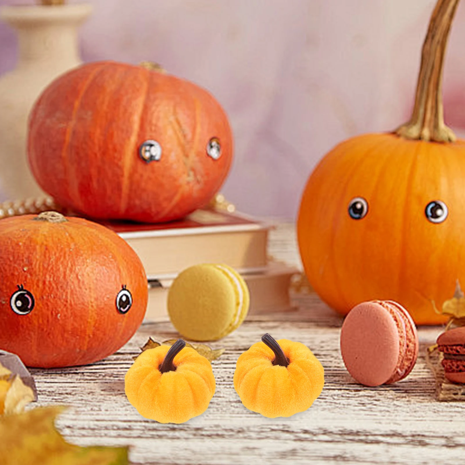 

6 Pcs Pumpkin Decorations Fake Velvet Pumpkins Autumn Fall Home Vegetables Artificial