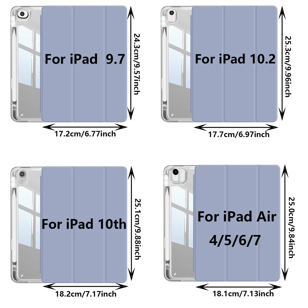 حافظة لجهاز iPad (A16) الجيل الحادي عشر، الجيل العاشر، 11 بوصة 2025، iPad 9th/8th/7th/6th/5th gen، حافظة iPad Air Crystal Clear مع فتحة قلم رصاص #2