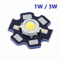 10pcs 1W 3W High Power warm white/ white 3.2-3.6V Input 100-220LM LED with 20mm star pcb For SpotLight Downlight Lamp Bulb