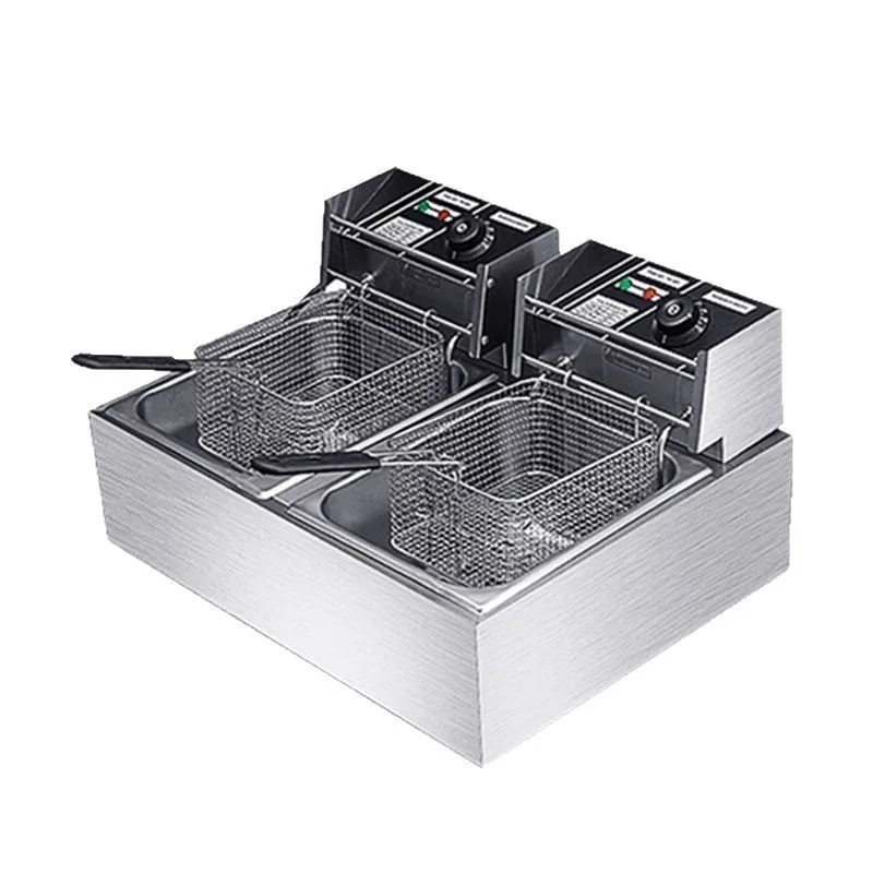 

Stainless Steel Fryer Multifunctional Snack Chicken Chops French Fries Tofu Double Cylinder Electric Fryer