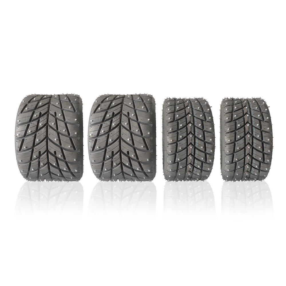 4 Pcs Racing Go Kart Winter Snow Tubeless Tire Front 10x4.50-5 Rear 11x7.10-5 Quad Drift Trike 5 inch Anti-skid Tyre With Cleats