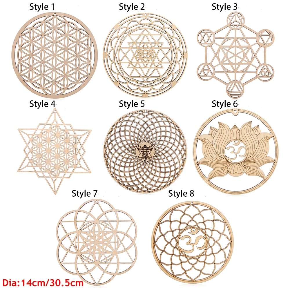 Drewniany znak ścienny Kształt kwiatu życia Wycinany laserowo drewniany wystrój ściany Dekoracja domu Ręcznie robione podstawki Rzemiosło Tworzenie Święta geometria Ozdoba — zdjęcie 7