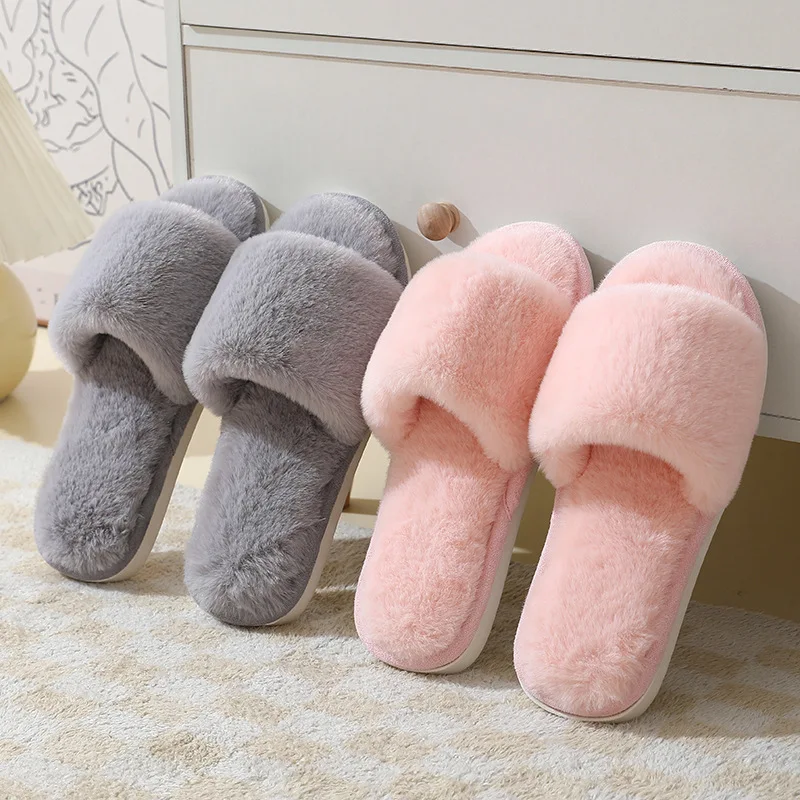 Pantofola da casa donna Fuzzy inverno caldo peluche pavimento per interni antiscivolo casa scarpe da camera calzature piatte femminili pelose pelose