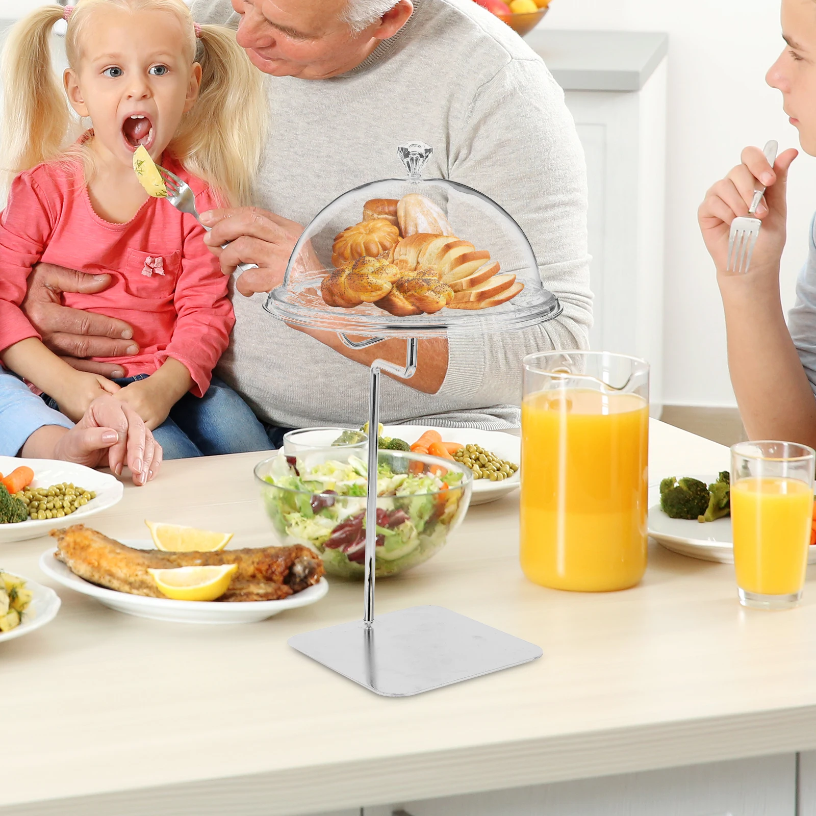 

Round Cake Platter Clear Dome Cover Multifunctional Food Display Stand For Fruits Pastries Snacks Serving Cookies Dessert