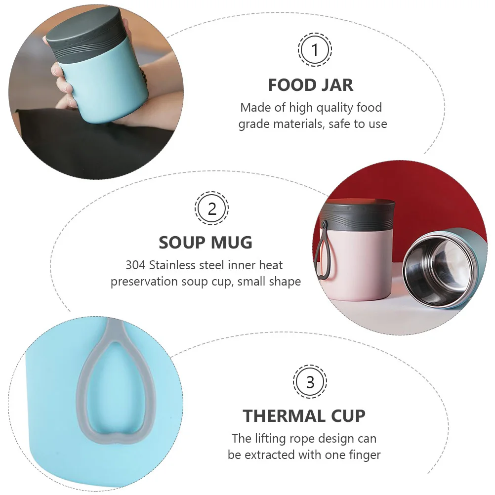 

1Pcs Thermal Soup Cup Food Grade 304 Stainless Steel Heat Preservation Portable Soup Container for Work School Picnic Breakfast