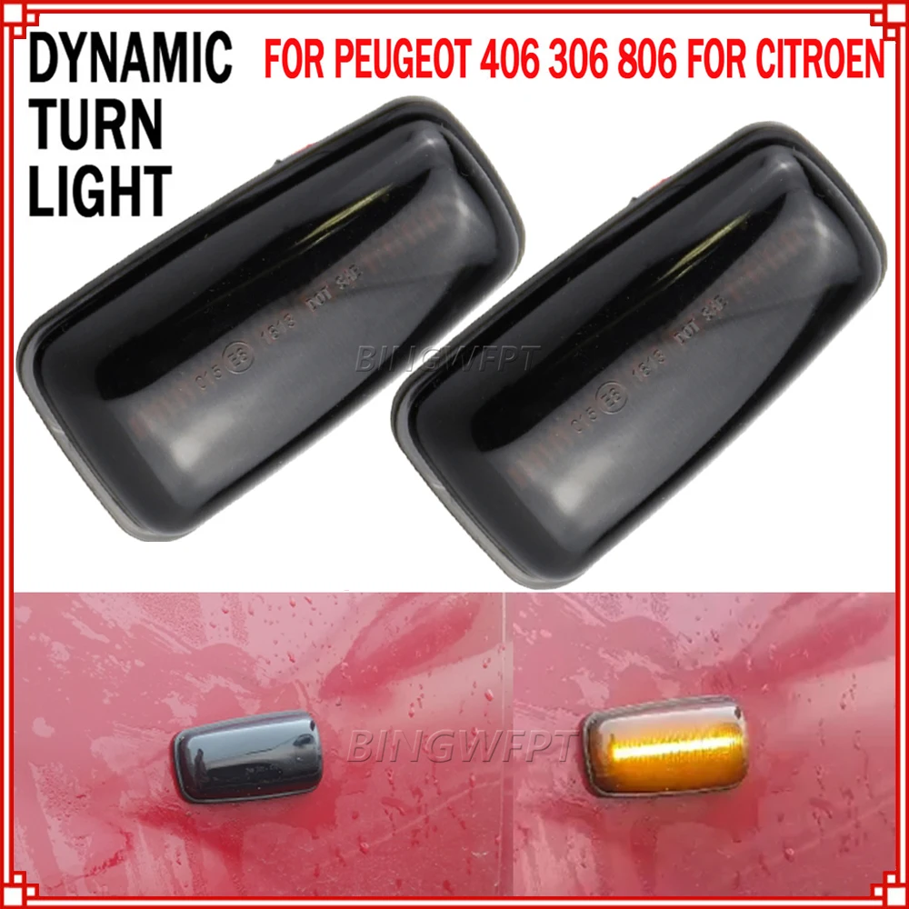 2PCS For Peugeot 306 106 406 806 LED Dynamic Turn Signal Side Marker Light For Expert Partner Citroen Berlingo Jumpy Saxo Xantia