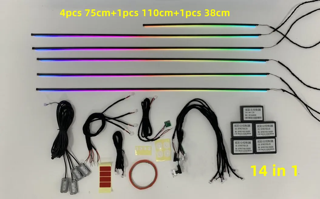 TPYCBX 14 in 1 18 in 1 64 Farbe RGB Symphonie Auto Atmosphäre Innen LED Acryl Guide Fiber Optic Universal Dekoration umgebungs Lichter 6