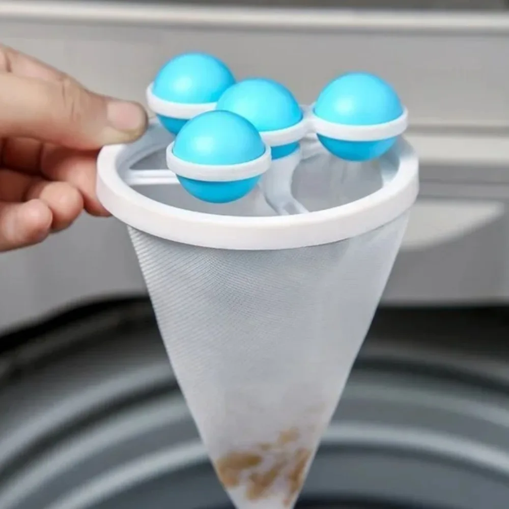3Pcs Reusable Colorful Laundry Ball Floating Bagged Washing Machine Accessory Universal Filter Net Household Laundry