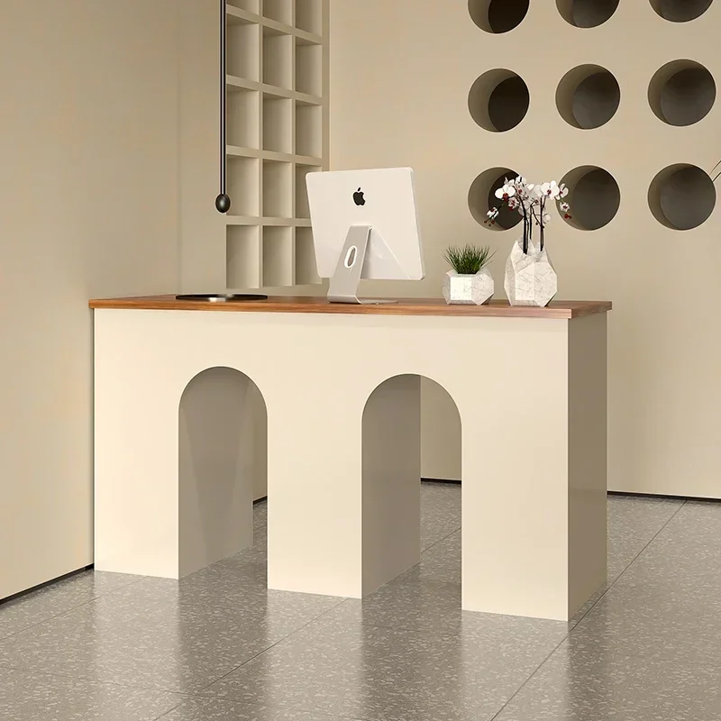 Clothing store checkout page store simple modern cream style bar table women's clothing store studio front desk