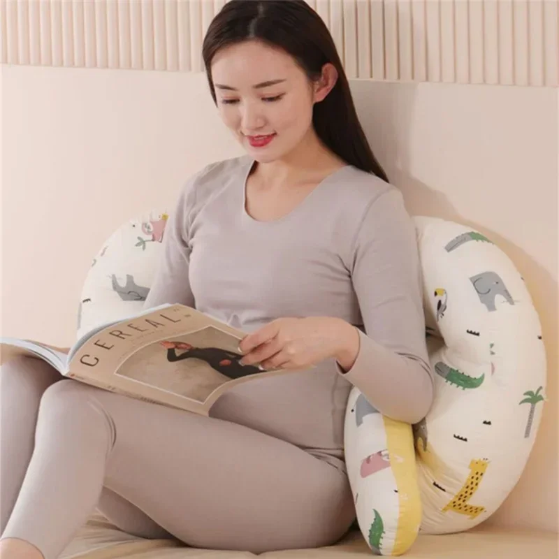 Pillow for Pregnant Women Multifunctional Cartoon Pattern Waist Abdominal Support U-Shaped Cushion Pregnant Side Lumbar Pillow