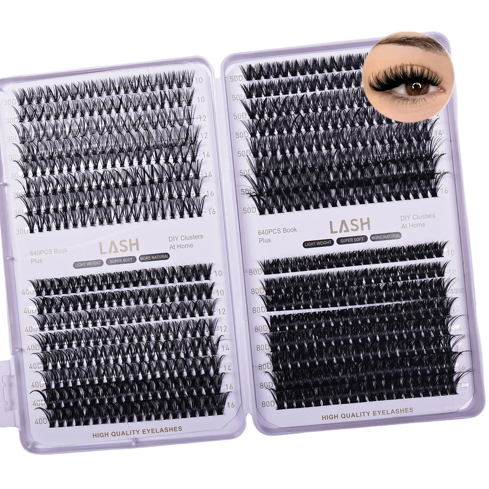 Natural Appearance Eyelash Cluster 640pcs Reusable DIY Individual Lash Extension Beginner Friendly