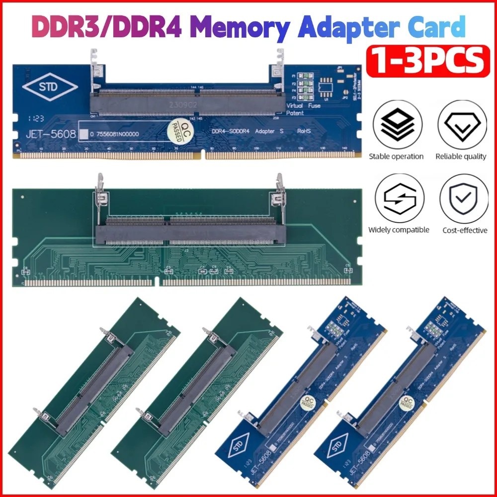 1-3PCS SO-DIMM To PC DIMM Card Connector Laptop To Desktop Memory Adapter Card Stick DDR3 DDR4 Connector Card Converter Adaptor