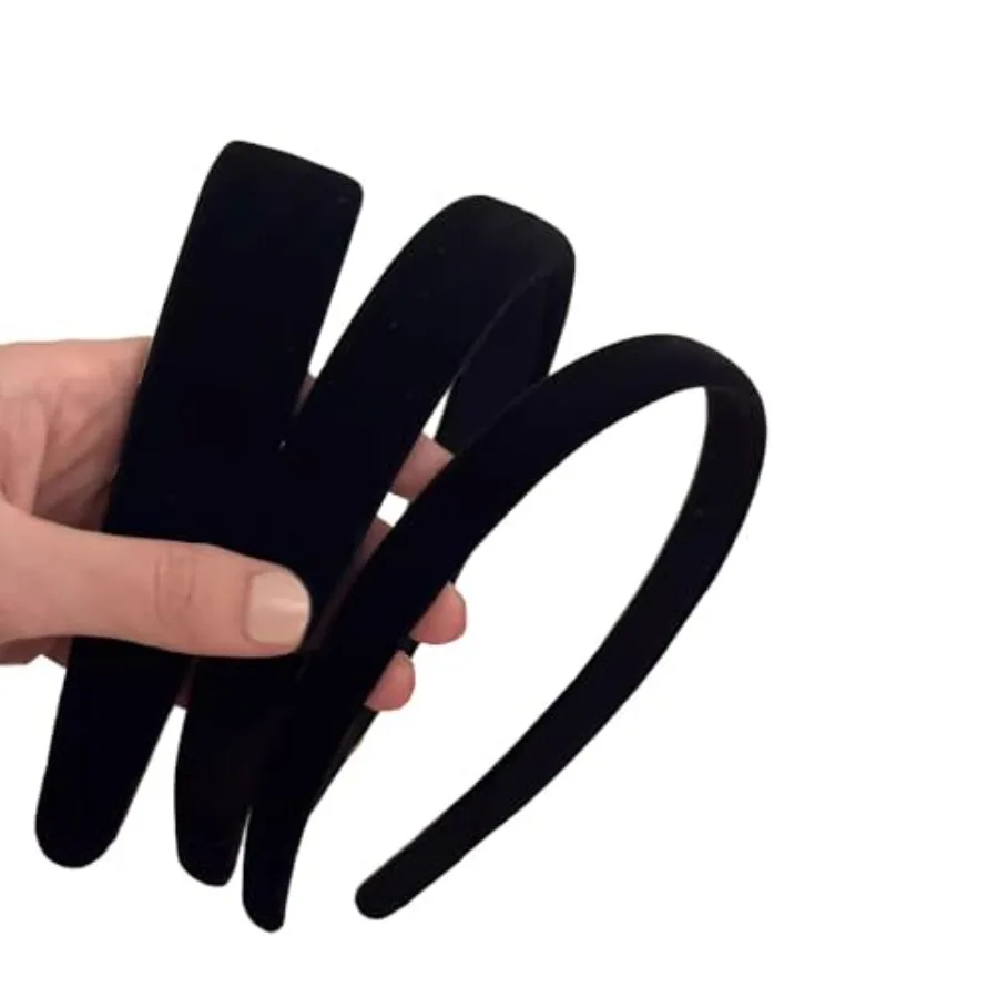 

Black Velvet Padded Headbands for Women, Soft Simple Headband for Girls and Teens, Plain No Teeth Thick Hoops Hair Accessories