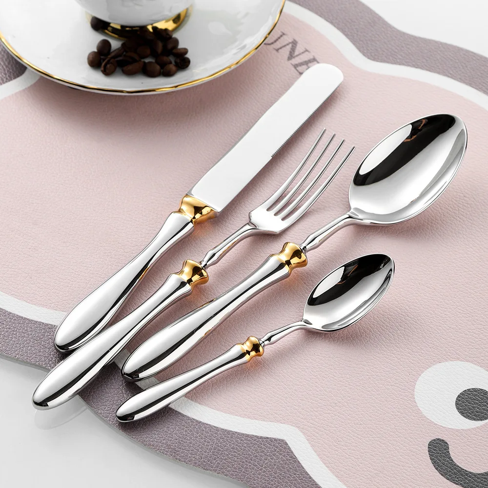 Hand-Forged Western Tableware Steak Knife Fork Dessert Spoon Set 304 Stainless Steel High-End Gourd Handle for Hotel Restaurant