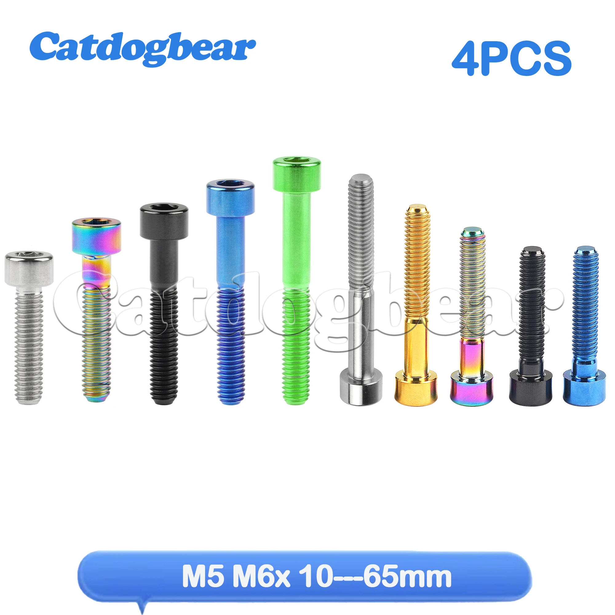 

Catdogbear 4PCS Titanium Bolts M5M6x10 12 16 18 20 23 25 30 35 40 45 50 55 60 65mm Allen Stigma Head Screw for Bike Disc