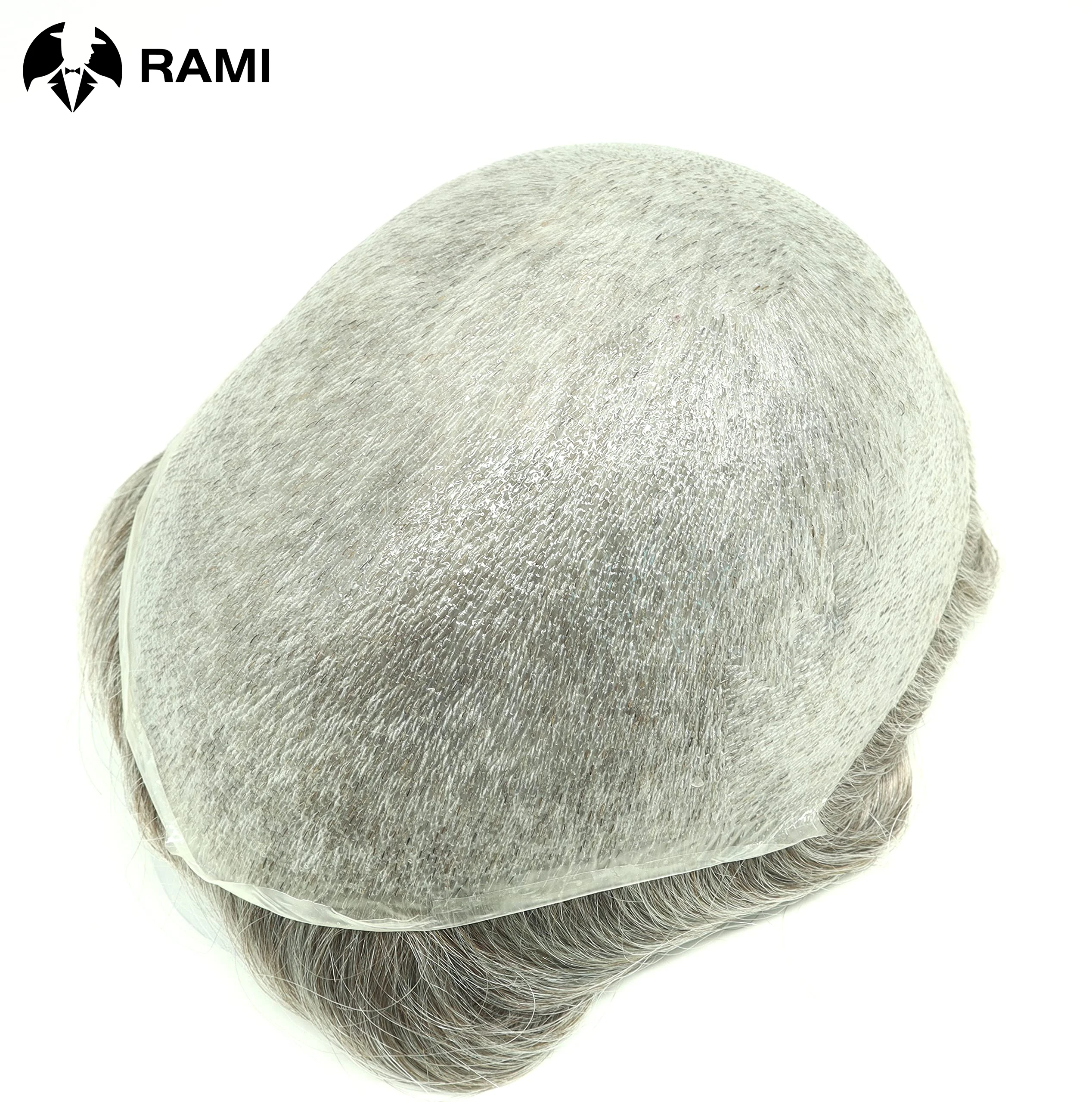 80% Grey Hair Men Toupee 0.02-0.03mm Super Thin Skin Wig Strong Knot Hair Replacement Undetectable Front Hair Line Free Shipping