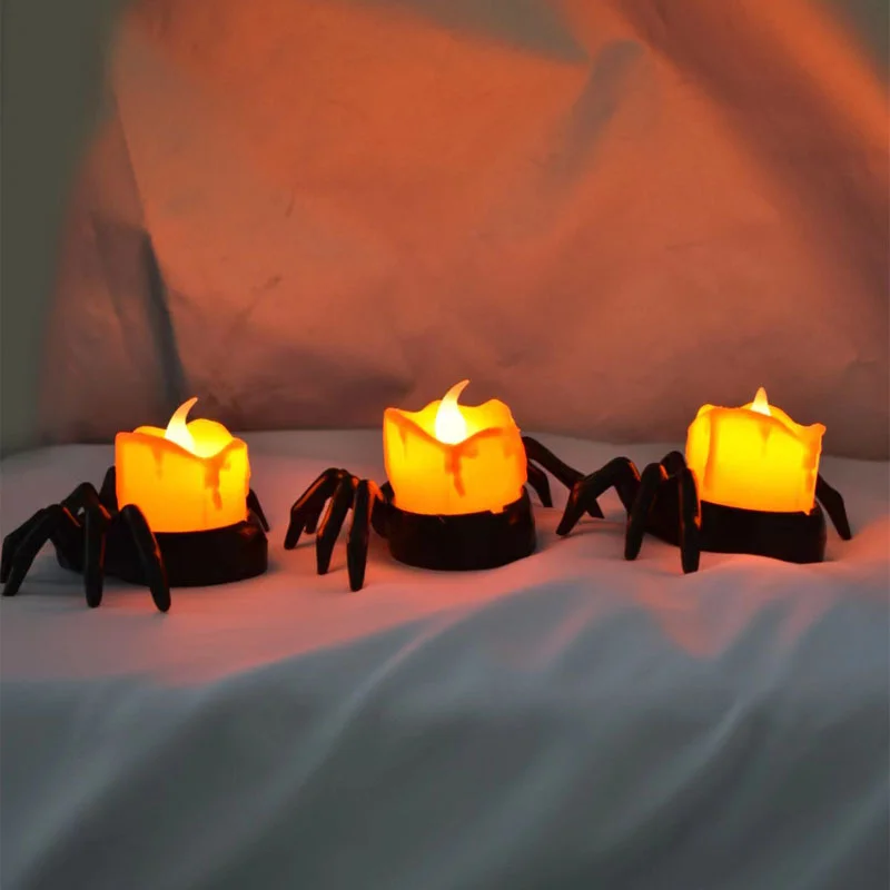 Spooky Lighted Plastic Spider Halloween Lights With LED Light For Halloween Decoration