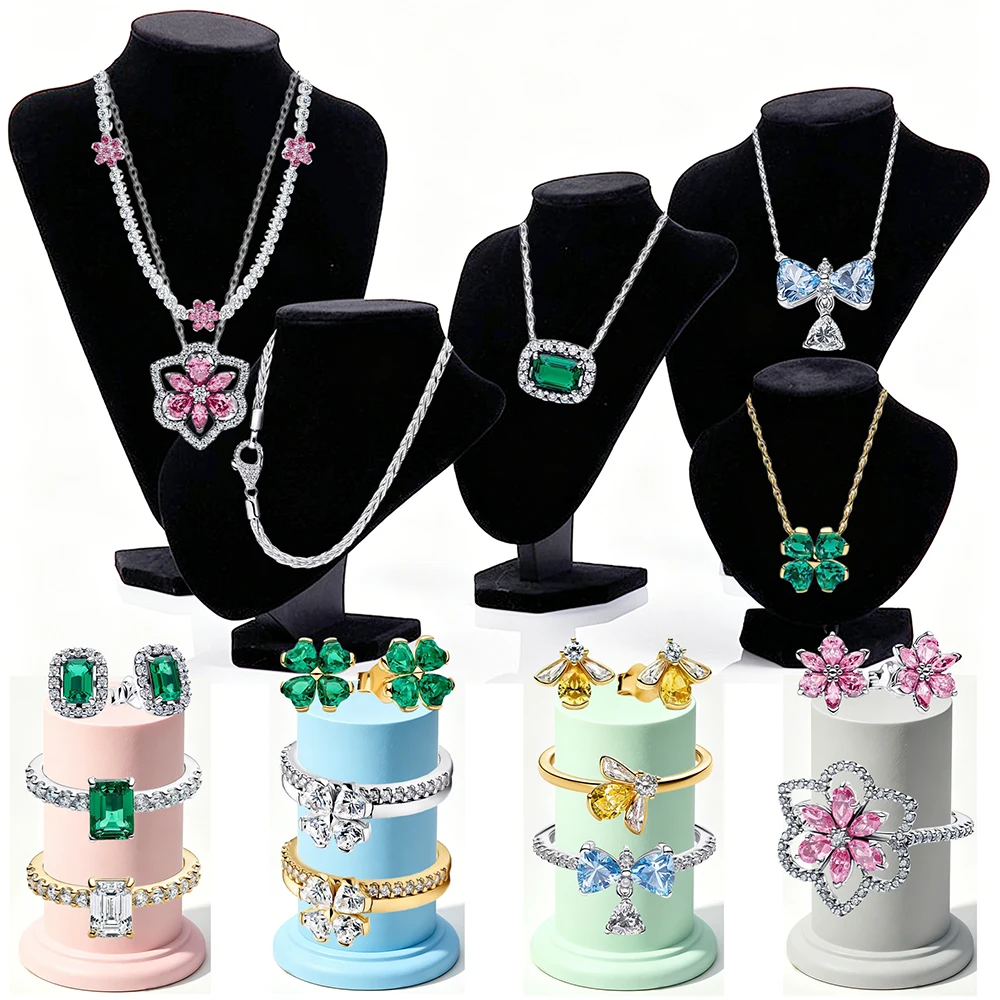 2026 New 925 Silver Cocktail Flower Butterfly Bee Specimen Lucky Talisman DIY Exquisite Charm Jewelry Ring Necklace Display Tool