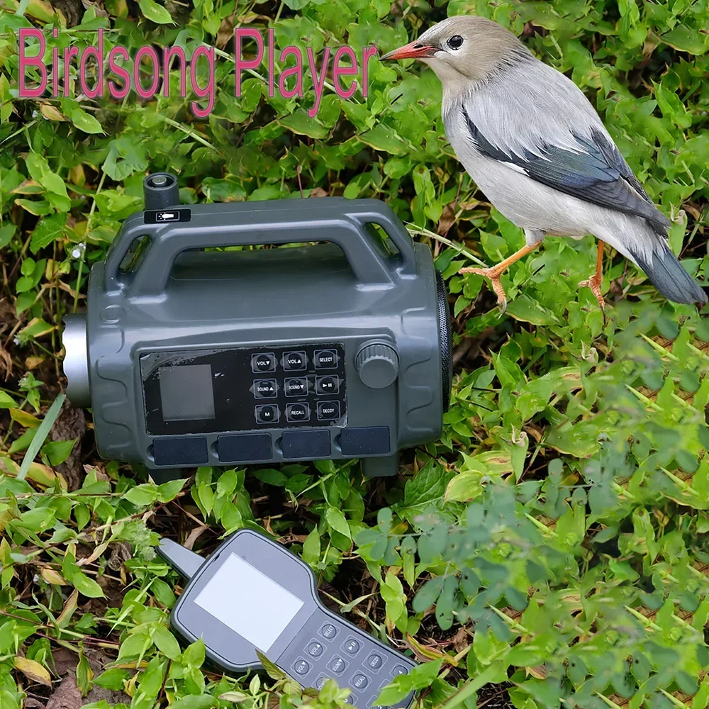 Outdoor Electronic Animal Decoy Device with Green Light Built-in 400 Bird Sound Caller Mp3 Player Remote Control Birdsong Device