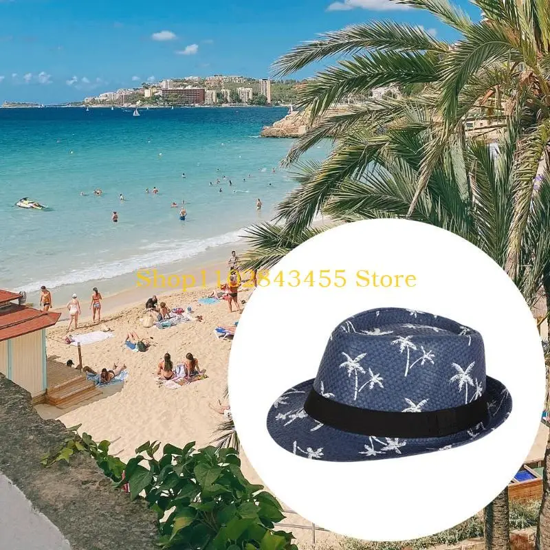 49MC قبعة شاطئ من القش، قبعة فيدورا من القش، قبعة من القش، قبعة الجاز الاستوائية، قبعة بنما من القش