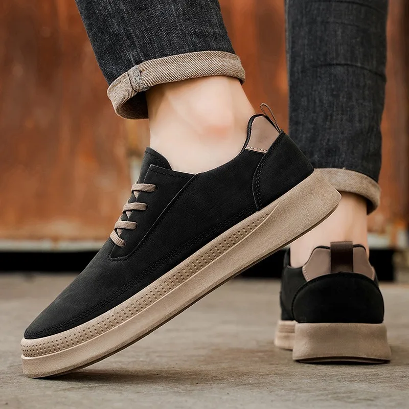

2025 Autumn New Men's Fashion Retro Style Low Top Casual Loafer Shoes Comfortable Non Slip Color Blocked Design Slip on Sneakers