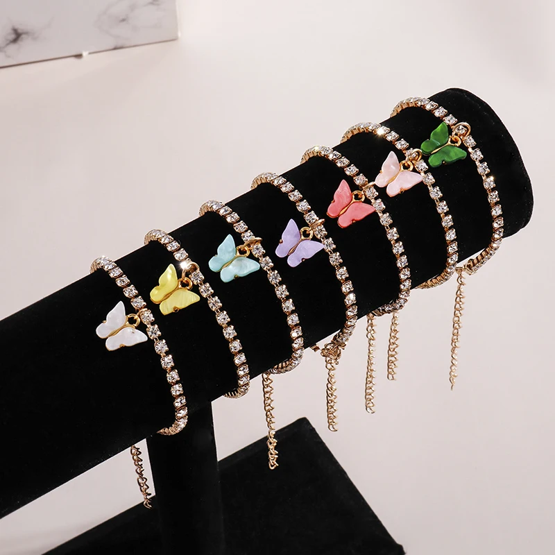 Aihua Neue Glänzende Kubische Tennis-Ketten-Schmetterlings-Armbänder für Frauen Sommer Strand Verstellbare Armbänder Geburtstagsparty-Schmuck – Detail 14