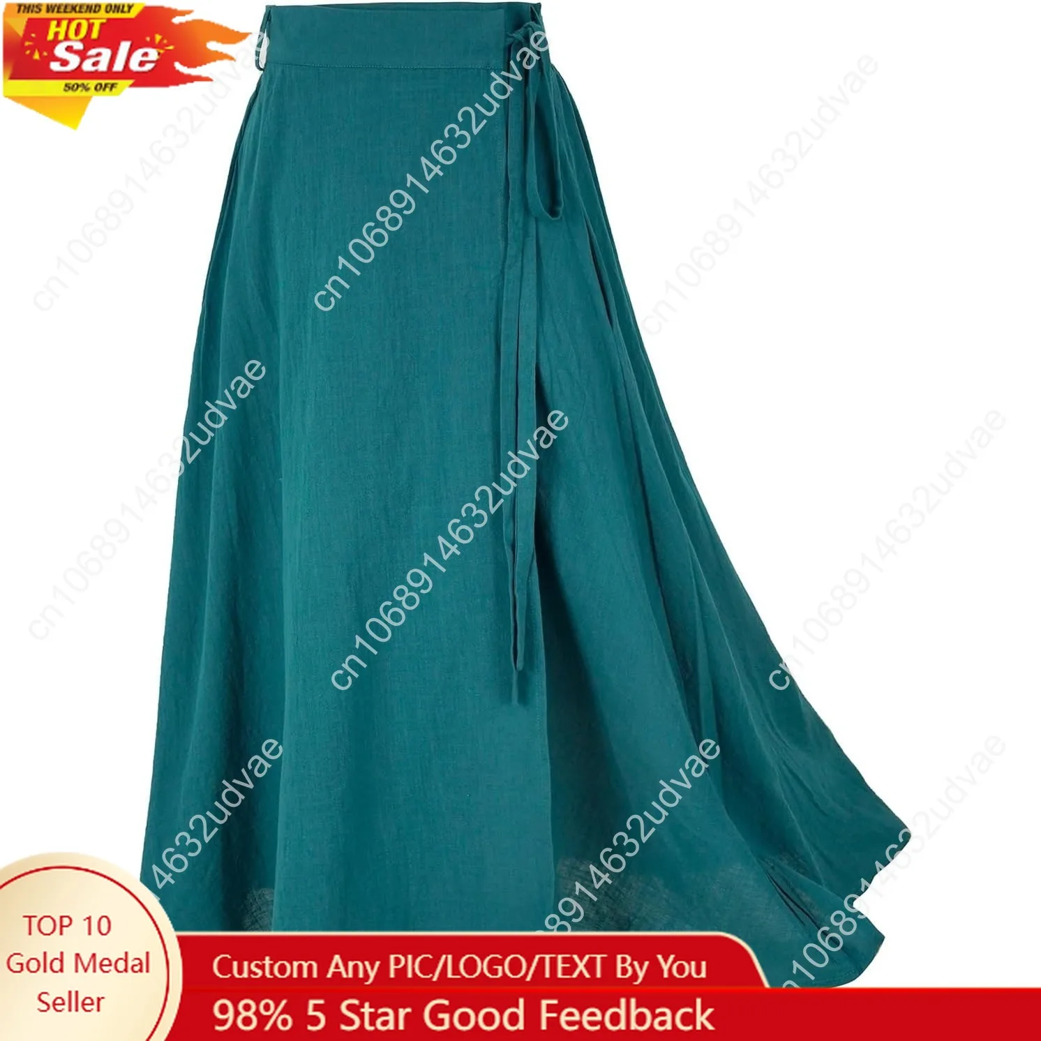 

Women's Linen Wrap Skirt Casual Maxi Skirt Vintage A line Linen Skirt
