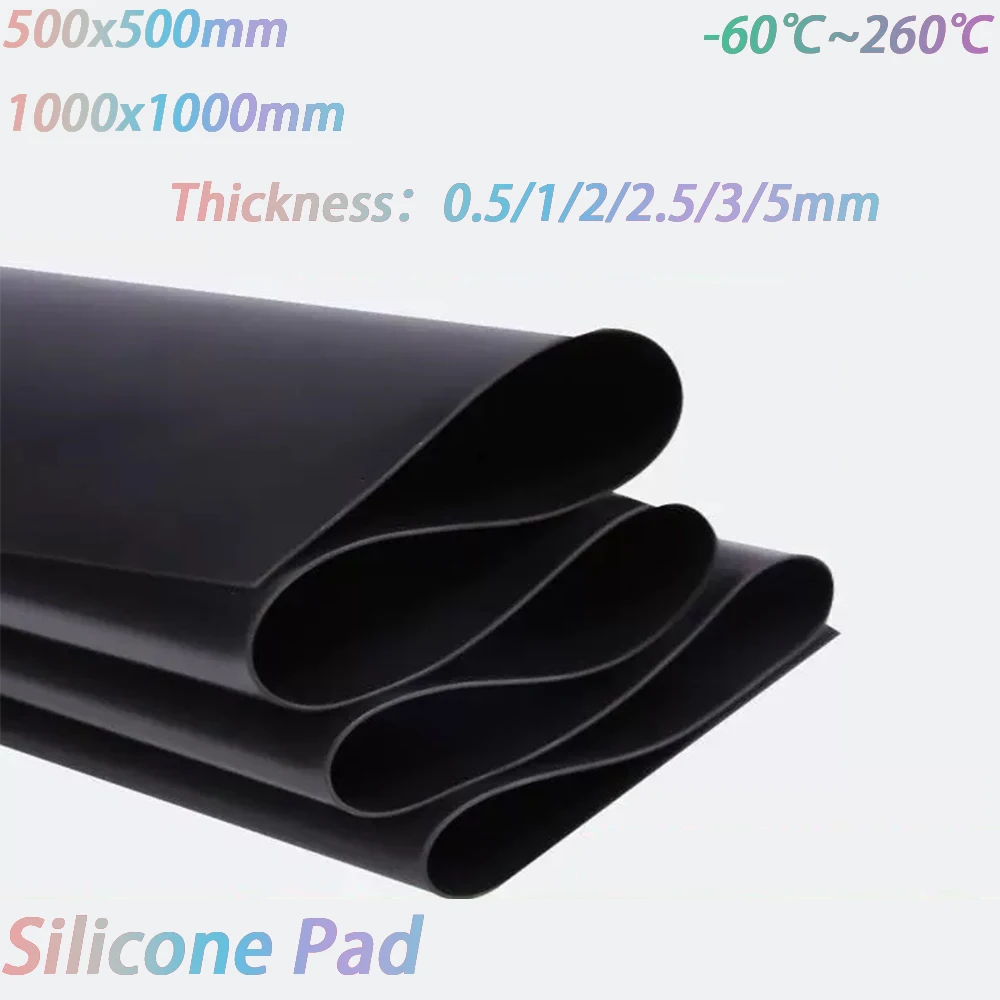 

1Pcs Black Silicone Rubber Sheet 500x500mm 1000mmx1000mm High Temp Resistance Food Grade Silica Gel Plate 0.5/1/1.5/2/2.5/3/5mm