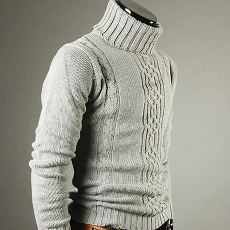 Men Gray Turtleneck Cable Knit - Turtleneck Sweater Men recension och pris
