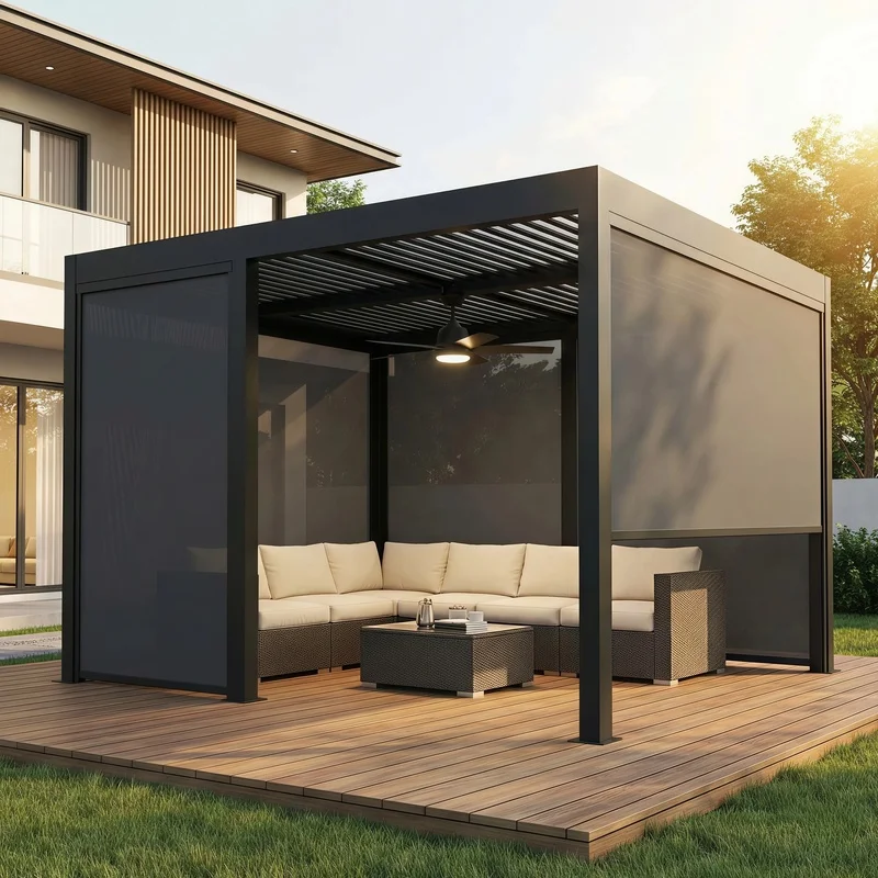 Wind-Resistant-Ready Aluminum Pergola Gazebo-Proof Waterproof Eco-Friendly Balcony Outdoor Use Reinforced Frame