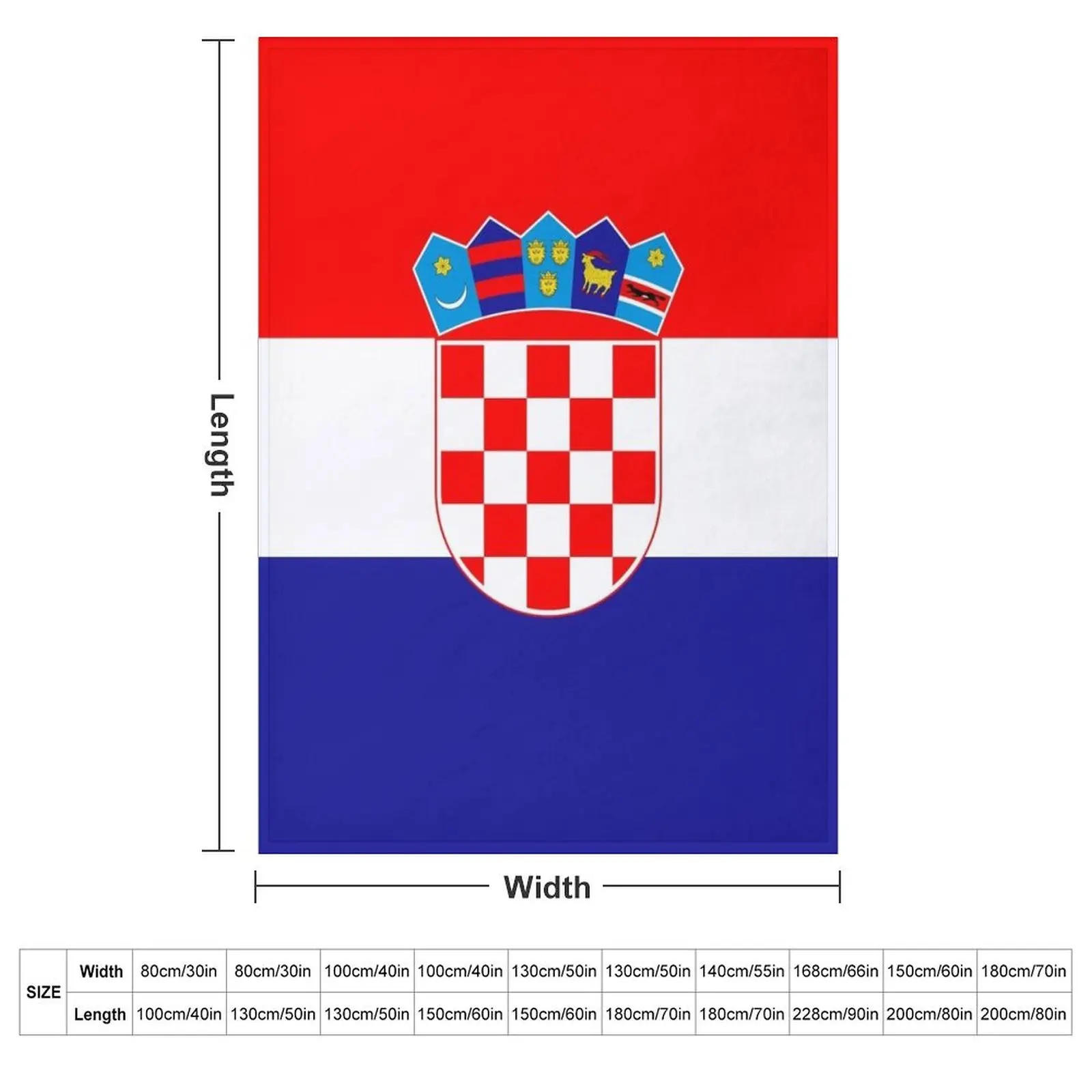 Republic of Croatia National Flag Throw Blanket blankets and throws Loose Hairys Designers Beach Blankets