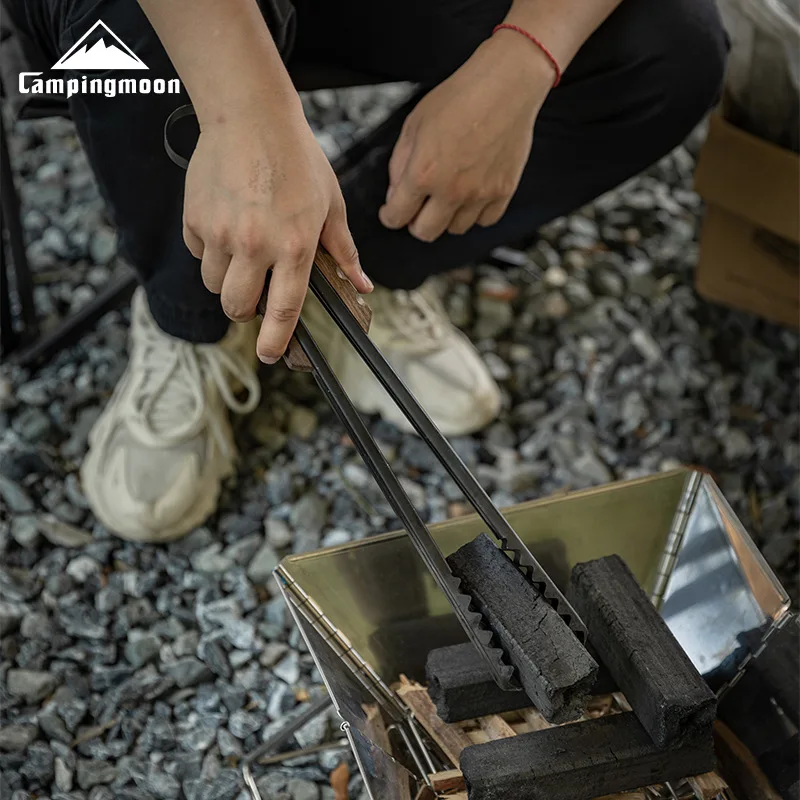 

BKMS-41 Thickened Stainless Steel Multifunctional Barbecue Accessory Anti Scalding Solid Wood Handle Firewood Charcoal Clip