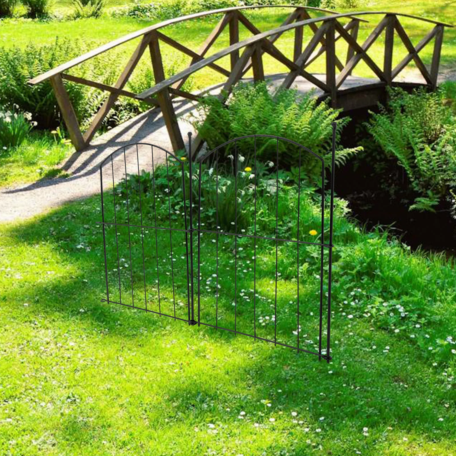 

2Pcs Iron Fencing Landscape Edging Border Garden Fence Decorative Yard Privacy Security Modern Design Iron Fencing