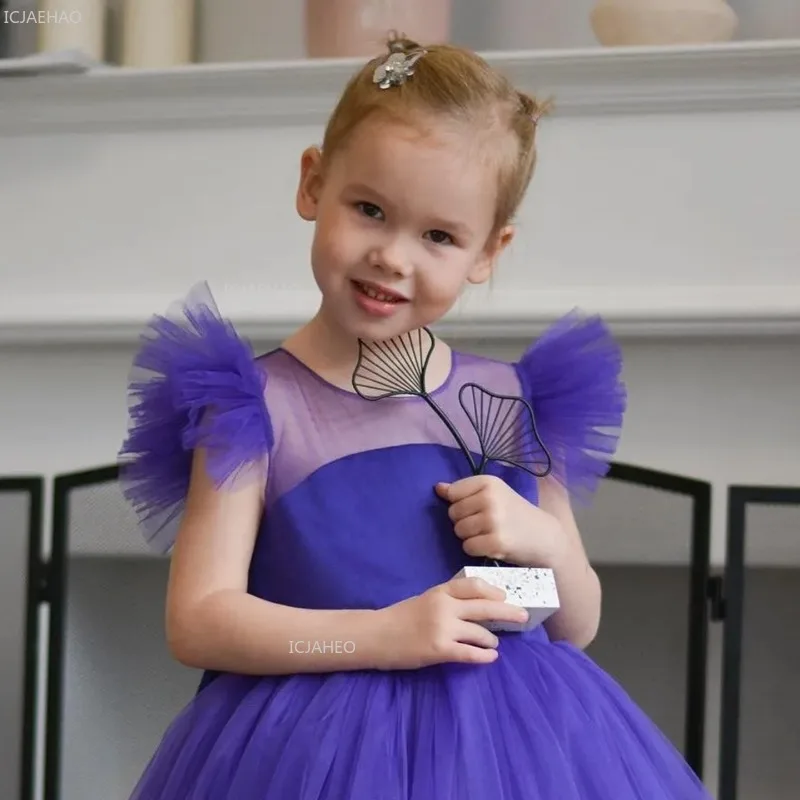 Girls Tiered Cake Tutu Dress Children Princess Party Gown Pageant Evening Wedding Piano Violin Cello Performance Birthday Host