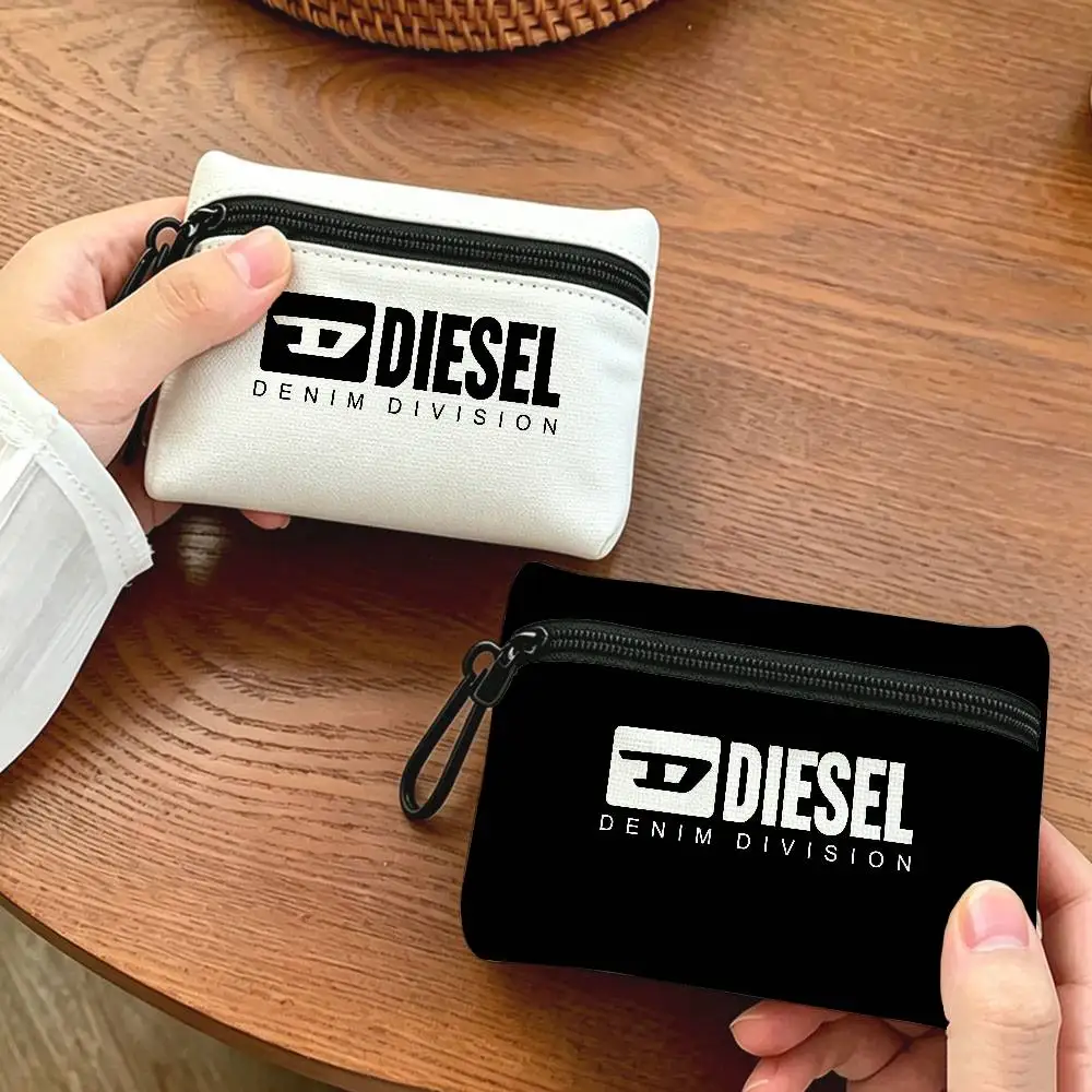 Fashion Brand D-DIESEL Lightweight Oxford Fabric Coin Purse Carabiner Hook Design Mini Card Key Organizer Bag