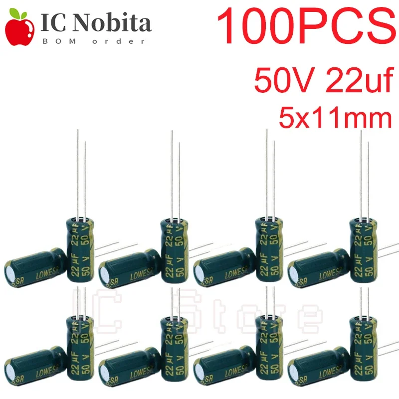 100PCS 50V 22Uf Alu… - image
