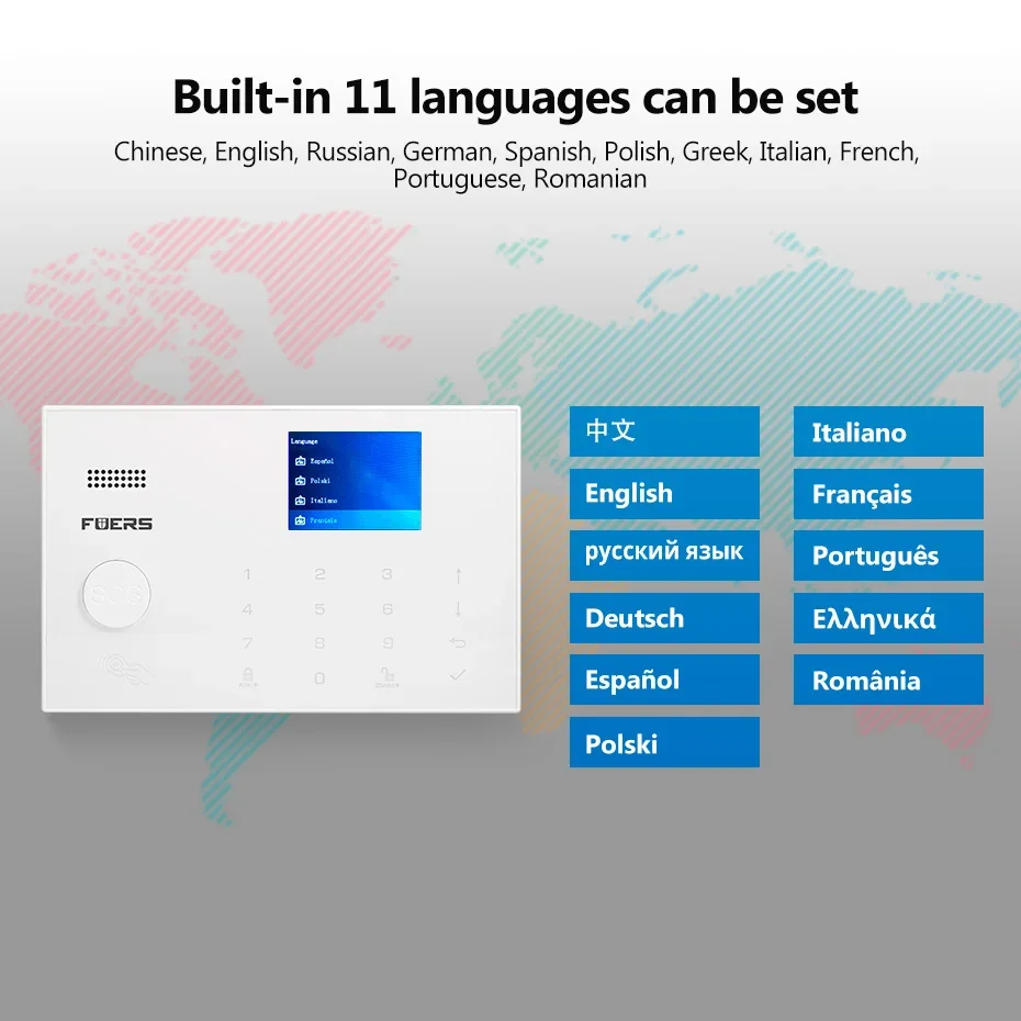 FUERS Tuya WIFI GSM Белая сигнализация Беспроводная домашняя охранная сигнализация Система управления через приложение Сирена Детектор движения PIR-датчик