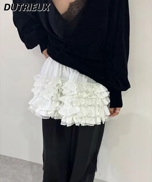 

Japanese Tulle Pleated Short Skirt Sweet and Cute Girl Versatile Solid Color Elastic Waist Multi-functional Mesh Mini Skirts