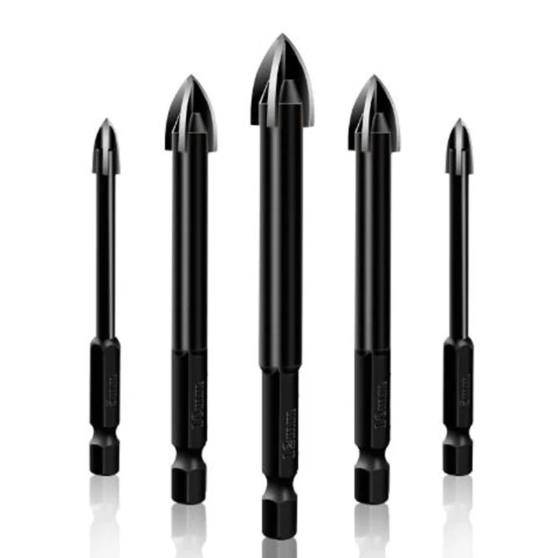 1 Buah Mata Bor Segitiga Multifungsi Kaca Keramik Bata Vitrifikasi Dinding Ubin Penuh 4-12Mm Karbida untuk Bor Lithium/Bor Tangan