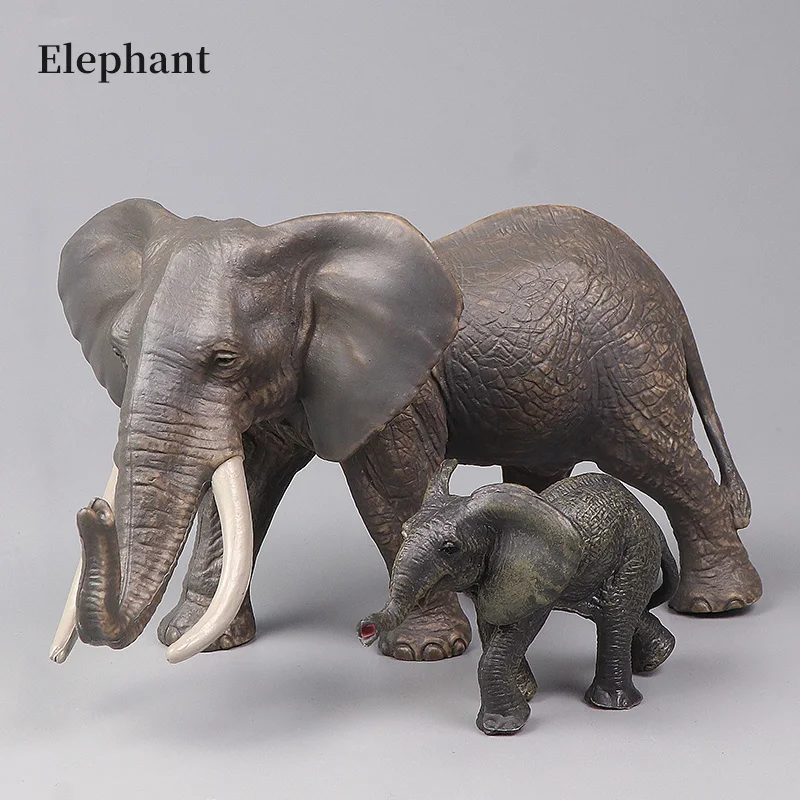 Figurki zwierząt dla dzieci, Świat dzikiej przyrody, Realistyczna symulacja, Mamut, Słoń azjatycki, Zestaw, Zabawki edukacyjne