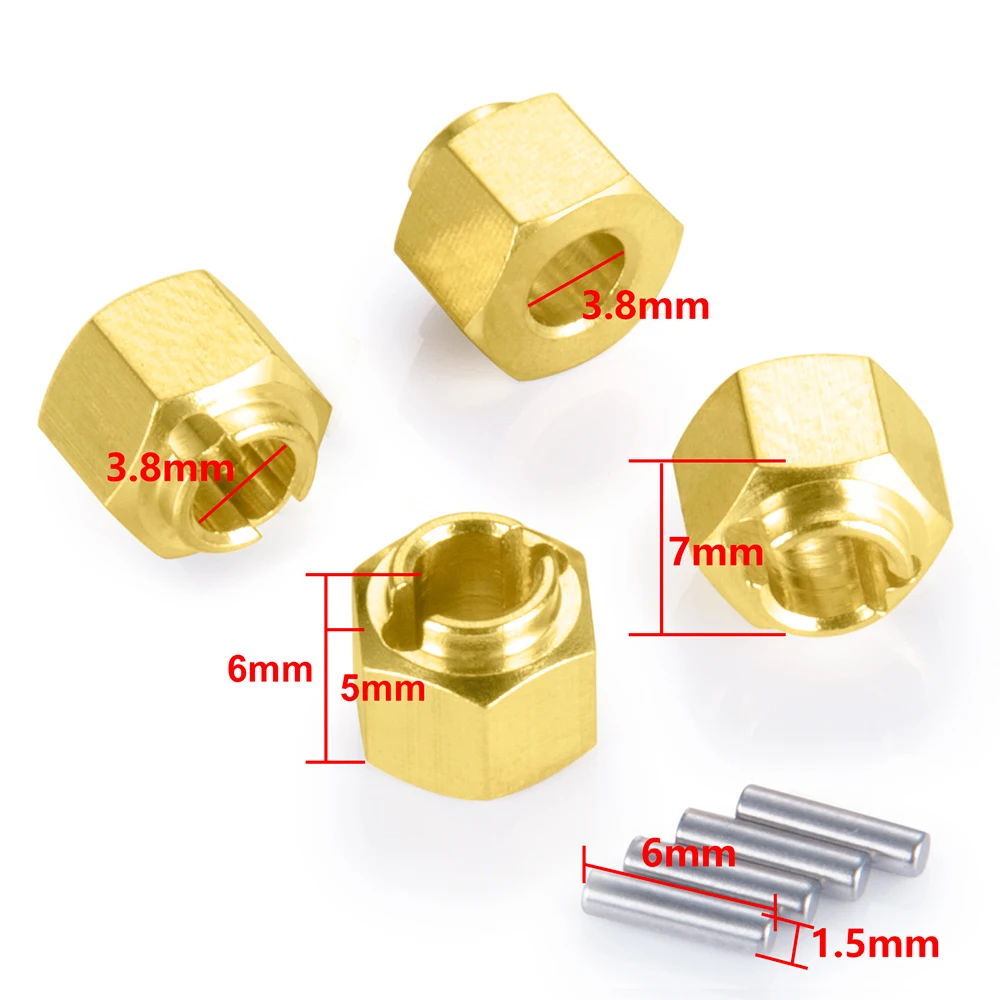 TRINOOD 4PCS 6mm 7mm Brass Wheel Hex Hub Extenders Adapters 4/5mm for TRX4-M 1/18 RC Crawler Car Upgrade Part