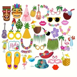 36 pcs of Luau Studio Prop Set Hawaii Beach Summer Photography Props Tropical Tiki Beach Swimming Pool Party Decoration