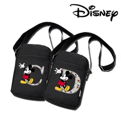 Mickey Mouse Disney A-Z 26 English Letters Girls Shoulder Bag Cute Canvas Messenger Bag Small Cartoon Student Mobile Phone Bags