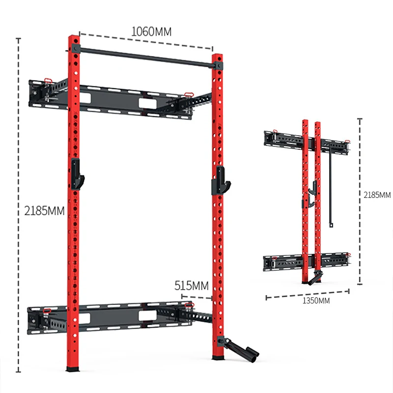 Equipo de Gimnasio, Equipo de Fitness, Equipo de Pesas para el Hogar, Soporte de Pared Plegable, Rack de Sentadillas Plegable, Rack de Potencia Todo en Uno